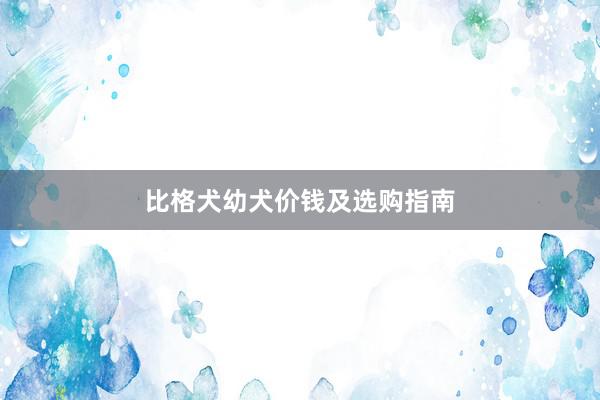 比格犬幼犬价钱及选购指南